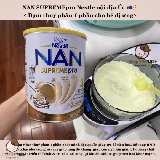 Sữa Nan SupremePro Úc số 3 Lon 800g ( Bé từ 1 tuổi - dị ứng đạm bò TP1P)