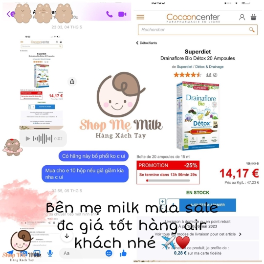 Thải độc chuyên sâu 5 trong 1 Detox Drainaflore BIO Superdiet Hữu cơ ( Chiết xuất thực vật của Pháp Hộp 14 ống)