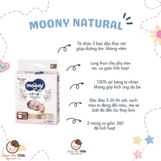 Bỉm Moony Nature Quần size M Nhật