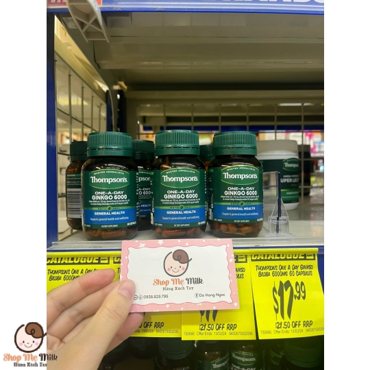 Viên Bổ Não hoạt huyết dưỡng não Thompson's One A Day Ginkgo 6000mg của Úc 60 viên Hàng air