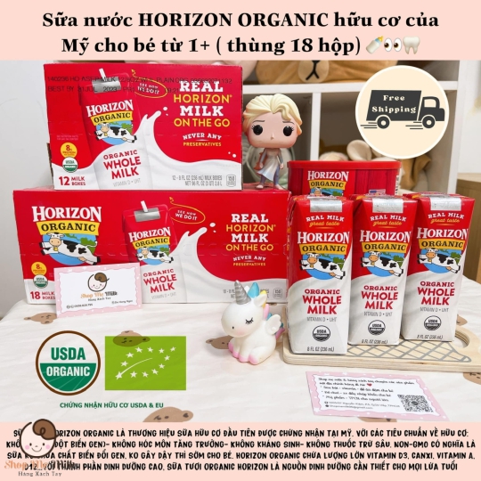 (HỘP) SỮA TƯƠI HORIZON ORGANIC WHOLE MILK 236ML