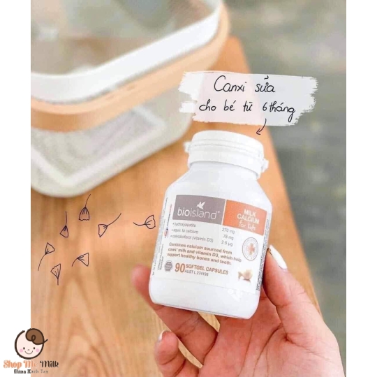 Canxi Bioisland - Milk Calcium for kids Canxi sữa của Úc cho bé từ 7 tháng ( Hộp 90 viên - Hàng Air)