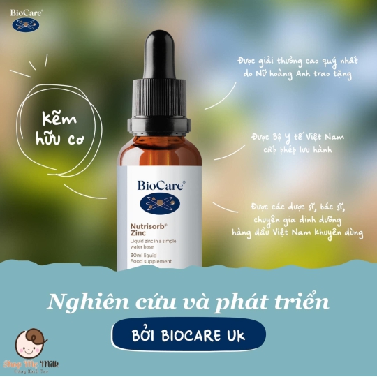 Kẽm nước hữu cơ Bio - Care ZinC của Anh 30ml