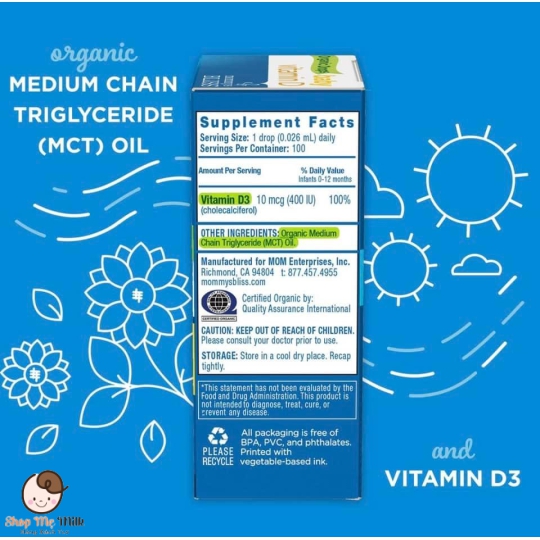 VITAMIN D3 MOMMY'S BLISS ORGANIC MY - D3 HỮU CƠ SIÊU SẠCH CHO BÉ SƠ SINH