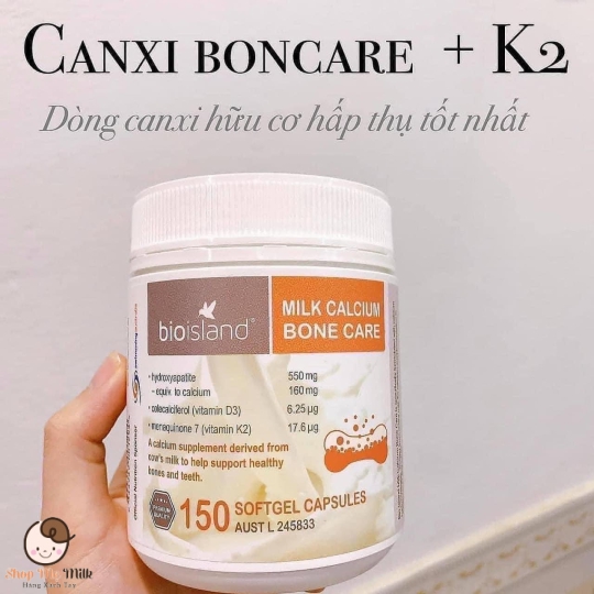 Bio Island Milk Calcium Bone Care - Viên Sữa Bổ Sung Canxi Lọ 150 Viên