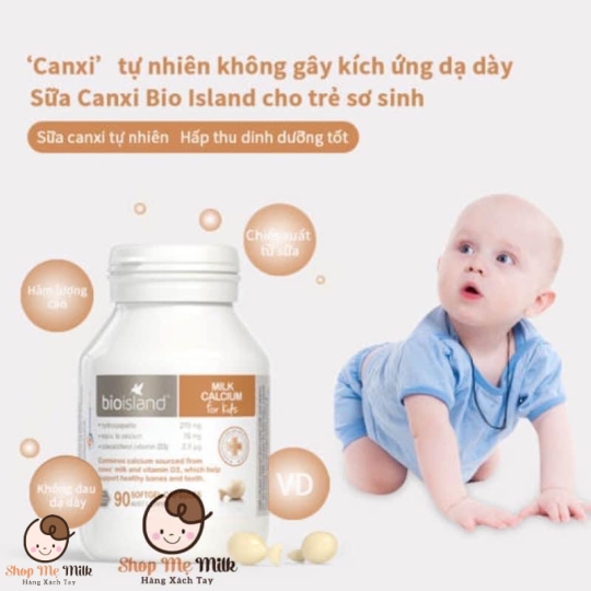 Canxi Bioisland - Milk Calcium for kids Canxi sữa của Úc cho bé từ 7 tháng ( Hộp 90 viên - Hàng Air)
