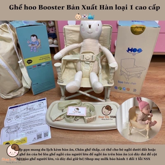 Ghế gấp họn Hoo Booster kèm bàn ăn style Hàn Quốc cho bé từ 6 tháng ( bản rep 1:1)