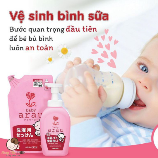 Nước rửa bình Arau nhật bản tạo bọt chai 500Ml