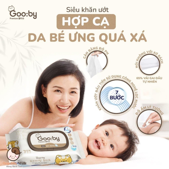 Khăn ướt Goo:by Hàn Quốc 100 Tờ ( Nhập khẩu)