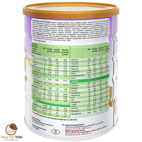 SỮA PEDIASURE ORGANIC ÚC CHO BÉ TỪ 1 ĐẾN 10 TUỔI (800G)