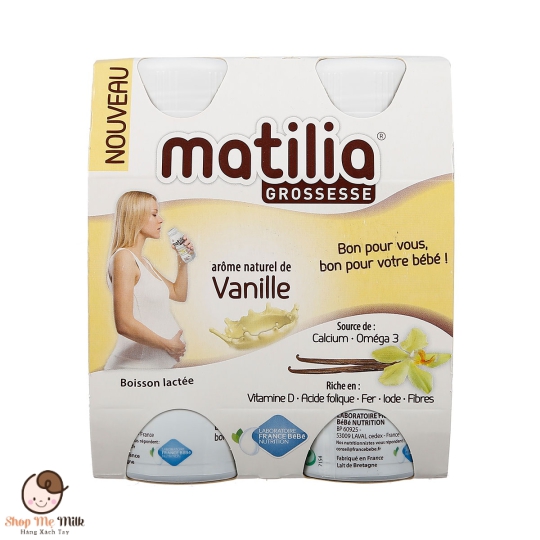 Sữa bầu Matilia Pháp 200ml vị vanilla ( lốc 4 chai)