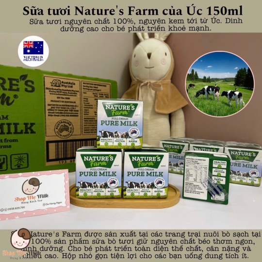 Sữa tươi Nature's Farm Nguyên chất 150Ml Của Úc bé từ 1 tuổi