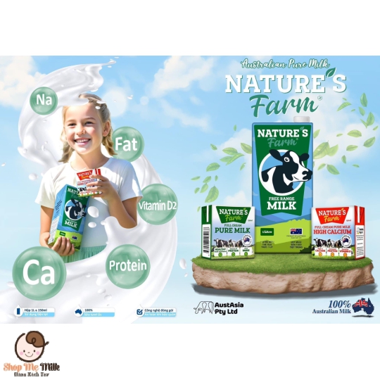 Sữa tươi nguyên chất Nature's Farm high Calcium - Canxi hàm lượng cao của Úc 150ml