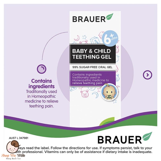 Gel giảm đau răng Brauer Baby & Child Teething Gel 20g  - Từ 6 tháng nội địa Úc