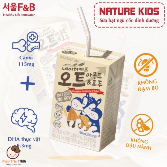 Sữa Hạt Ngũ Cốc Dinh Dưỡng Nature Kids - Không chứa sữa bò- Không đậu nành Hàn quốc 