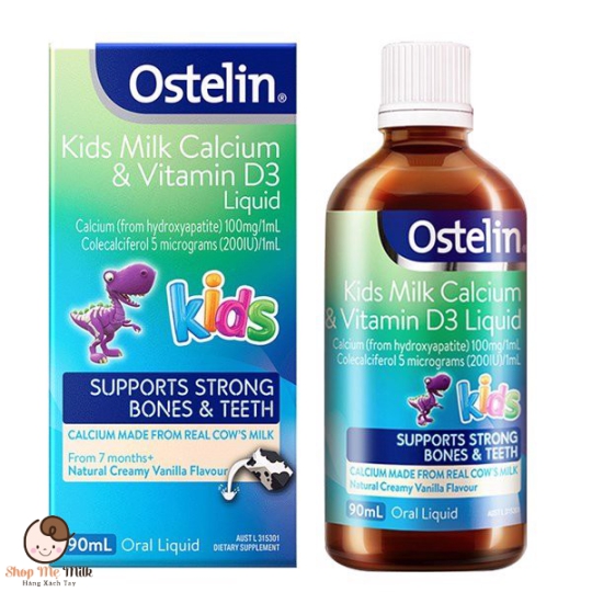 Canxi & Vitamin D3 Ostelin dạng sữa 90ml ( bé từ 7m+)
