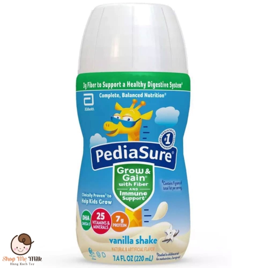 Sữa nước Pediasure fiber vị vani (mẫu mới) chai 237ml cho trẻ từ 2-13 tuổi pack 24 chai date 4/2024