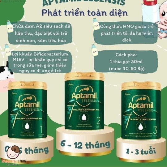 Sữa Aptamil Essensis Organic A2 Úc số 1 900G - Cho trẻ 0-6 tháng ( Hàng Air)
