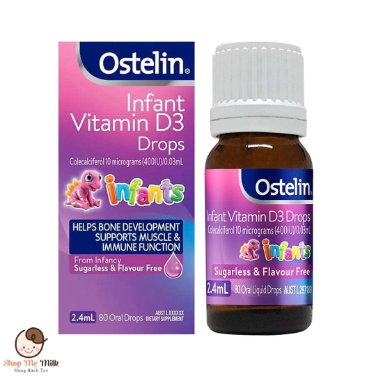 Vitamin D3 Drops Ostelin 2.4ml Úc cho bé từ sơ sinh (D3 Giọt)