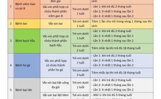 Lịch tiêm Vắc-Xin Trong chương trình tiêm chủng của Bộ Y Tế