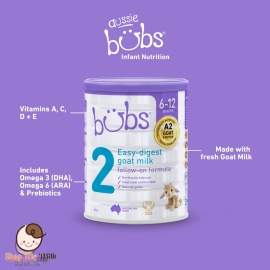 Sữa Bubs dê Úc số 2 Lon 800G cho bé từ 6 tháng - 12 tháng ( Hàng Air)
