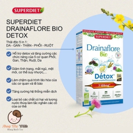 Thải độc chuyên sâu 5 trong 1 Detox Drainaflore BIO Superdiet Hữu cơ ( Chiết xuất thực vật của Pháp Hộp 14 ống)