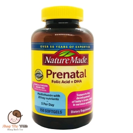 VITAMIN TỔNG HỢP CHO MẸ BẦU NATURE MADE PRENATAL FOLIC ACID + DHA, 150 VIÊN MỸ