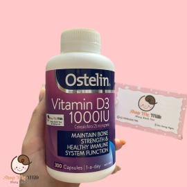 Viên nang Ostelin Vitamin D3 1000IU Chắc khỏe xương + Hỗ trợ miễn dịch - 300 Viên ( Trẻ 12 tuổi>)
