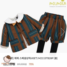 Set bộ hãng Moimoln Made in korea chú hề size 90cm (Áo vest, quần bí, áo dài tay & nơ cổ)