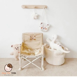 Ghế Hoo Ăn dặm gấp gọn du lịch phong cách hàn ( Bản thêu mặt gấu)