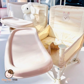 Ghế Hoo ăn dặm gấp gọn Style Hàn ( Bản tem vàng loại 1 - Thêu thỏ)